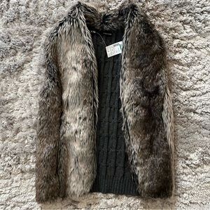 maurices faux fur vest with sweater knit back